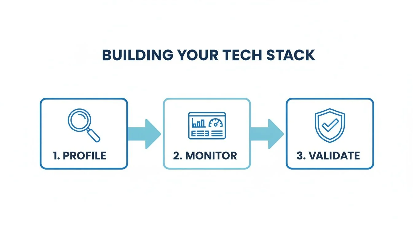 A smiling business professional holds a glowing holographic data cube, surrounded by documents and watercolor splashes.