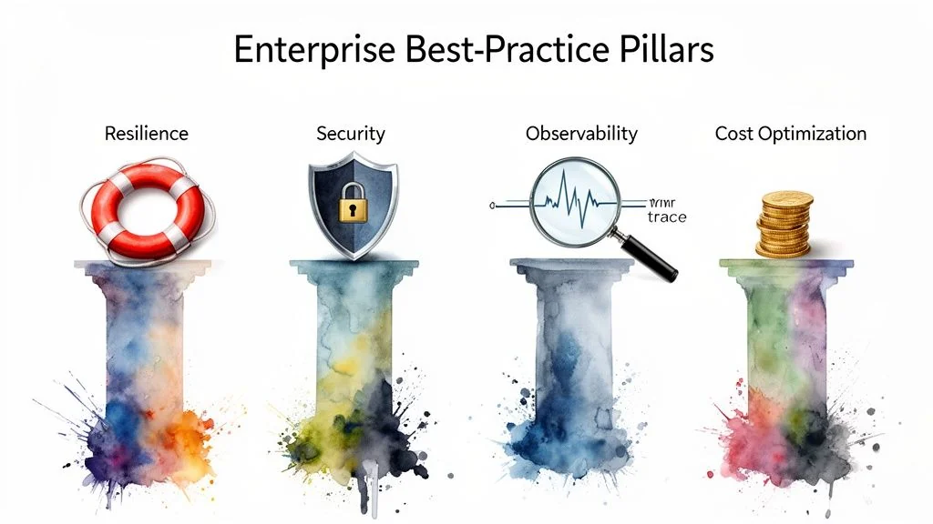 Diagram illustrating cloud orchestration managing compute, storage, and networking resources efficiently.